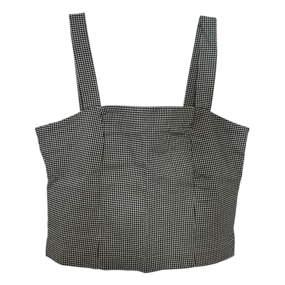 NEW Cupcakes and Cashmere Gingham Plaid Bustier Crop Top Thick Straps Tank Top‎